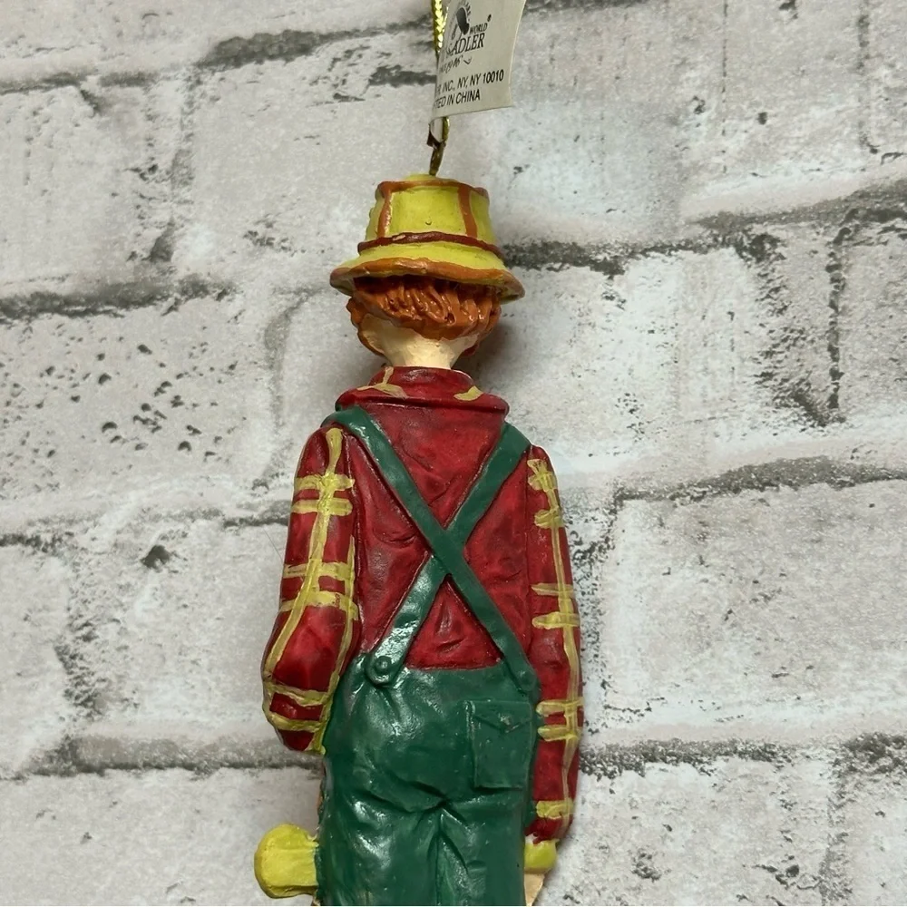 Vintage Fisherman Ornament 6.5 in. Jointed Feet Resin NEW NOS